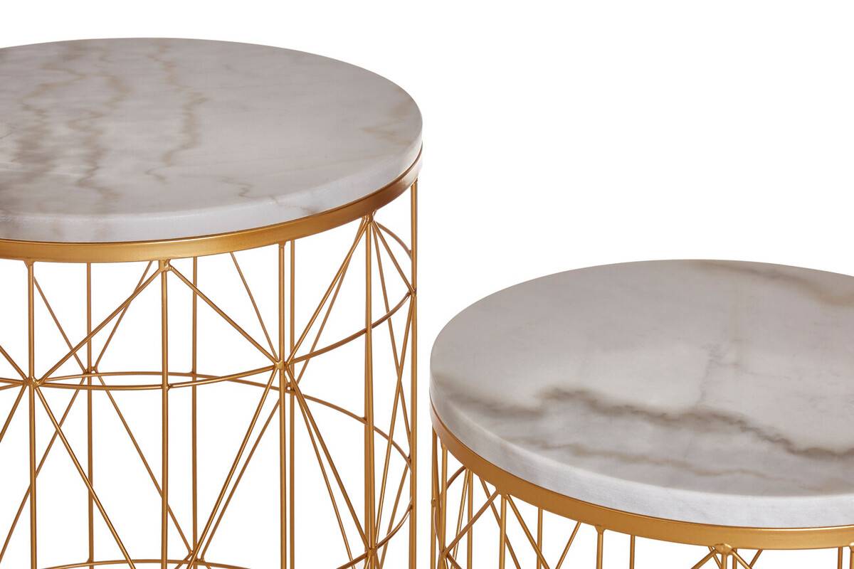 Avantis Set Of 2 Marble Top Round Side Tables