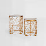 Avantis Set Of 2 Marble Top Round Side Tables