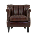 Victor Winged Brown Leather Armchair