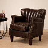 Victor Winged Brown Leather Armchair