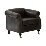 Victor Grey Leather Winged Armchair