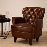 Victor Mocha Brown Button Back Armchair