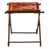 Buffalo Tan Leather And Iron Folding Stool