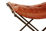 Buffalo Tan Leather And Iron Folding Stool