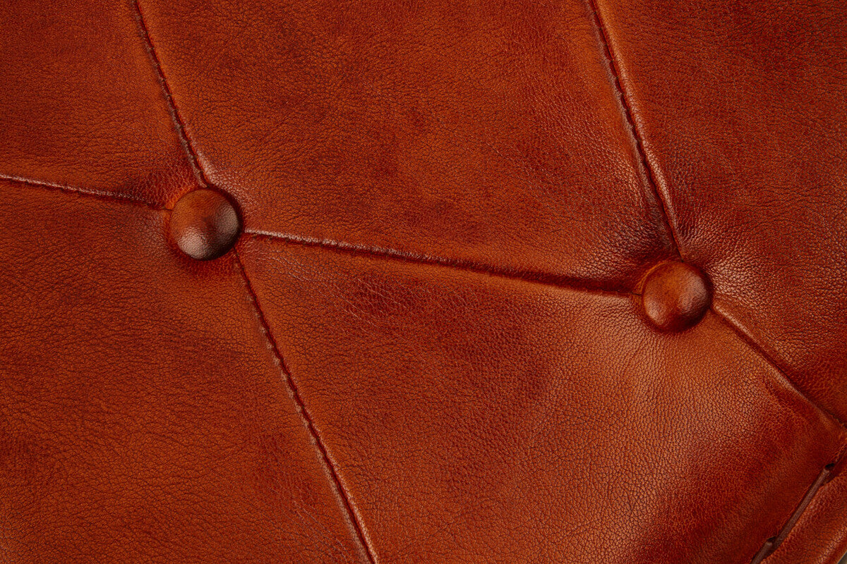 Buffalo Tan Leather And Iron Folding Stool