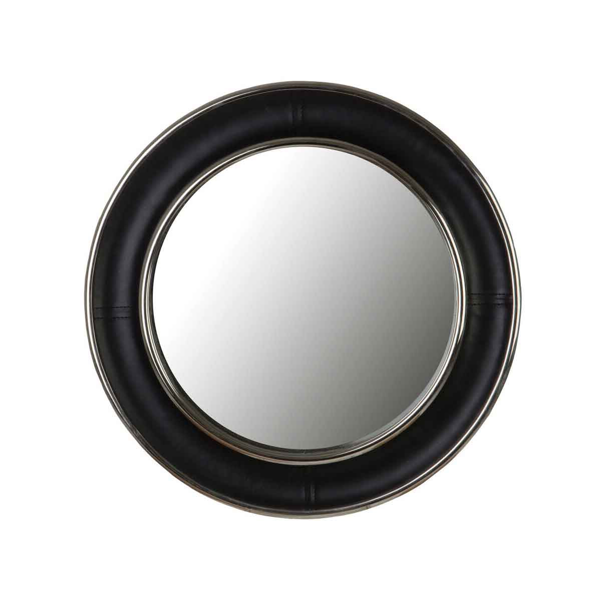 Churchill Black Genuine Leather Wide Rim Wall Mirror