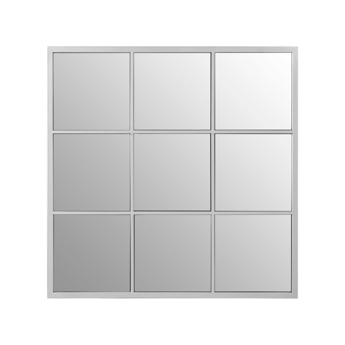 Descartes Square Design Silver Finish Frame Wall Mirror