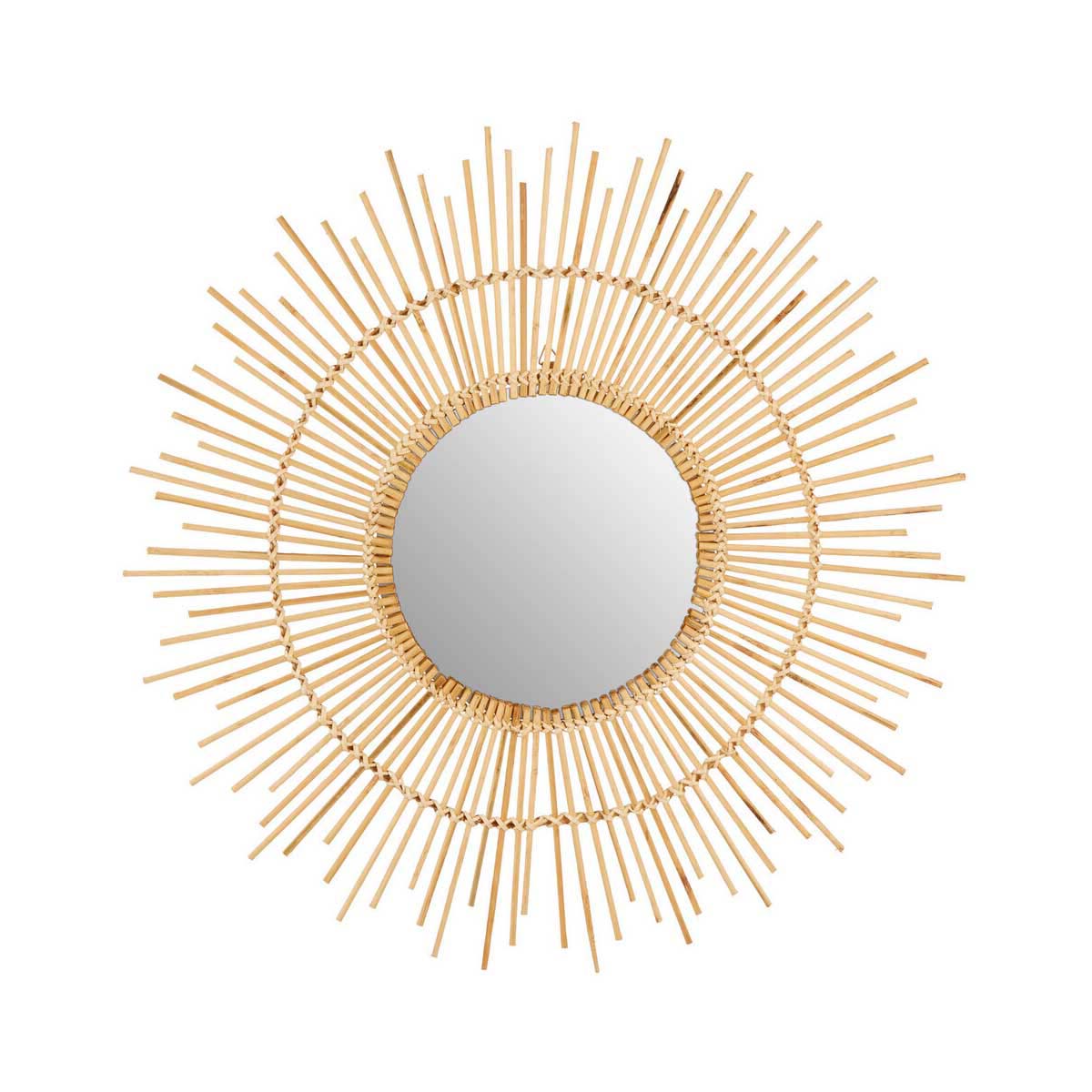 Batu Natural Rattan Round Wall Mirror