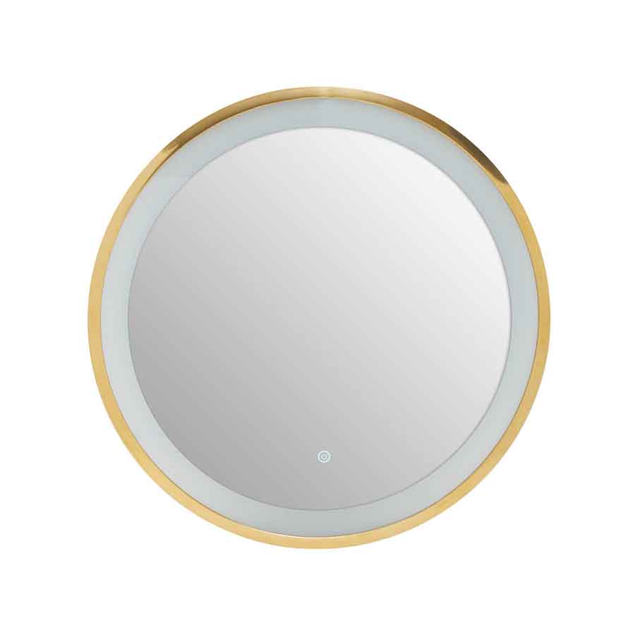 Avelino Illuminated Gold Round Mirror