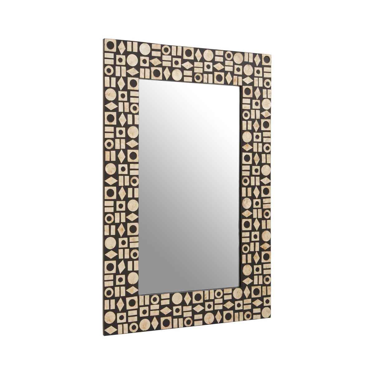 Palu Black Wall Mirror with Shell Inlay
