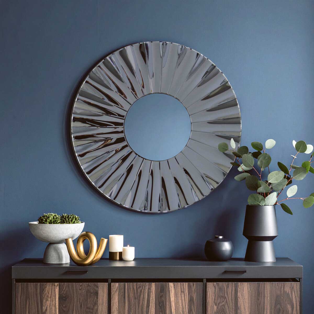 Jade Round Grey Wall Mirror