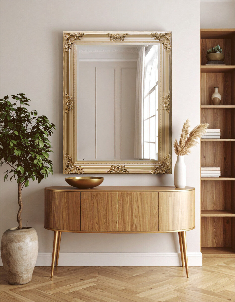 Lora Gold Finish Wooden Frame Wall Mirror