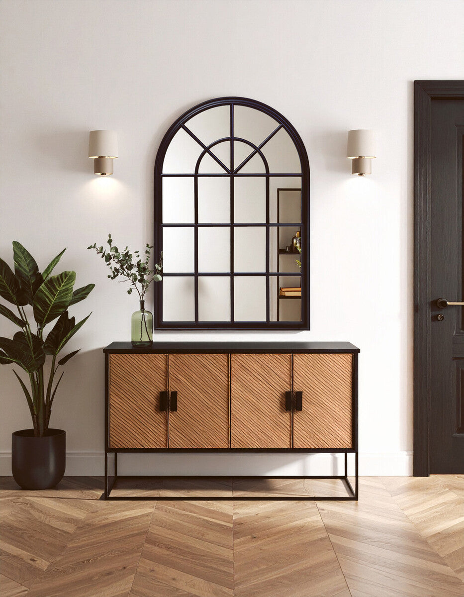 Lovida 90X135Cm Arched Wall Mirror Black Wooden Frame