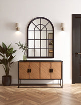 Lovida 90X135Cm Arched Wall Mirror Black Wooden Frame