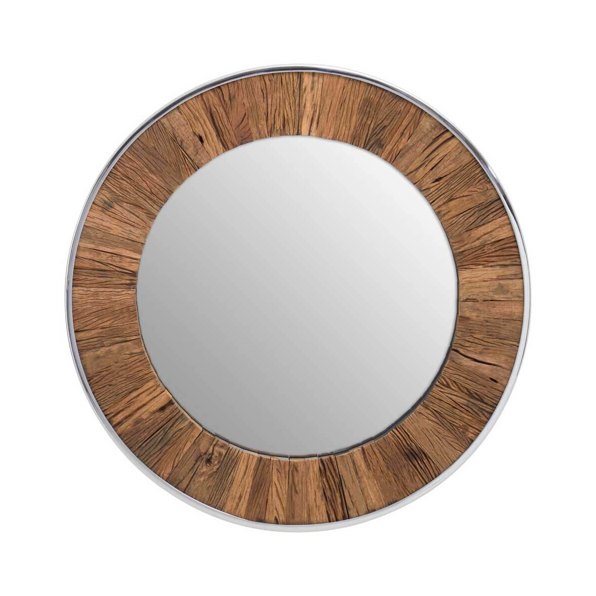 Kerala Natural Wood Round Wall Mirror