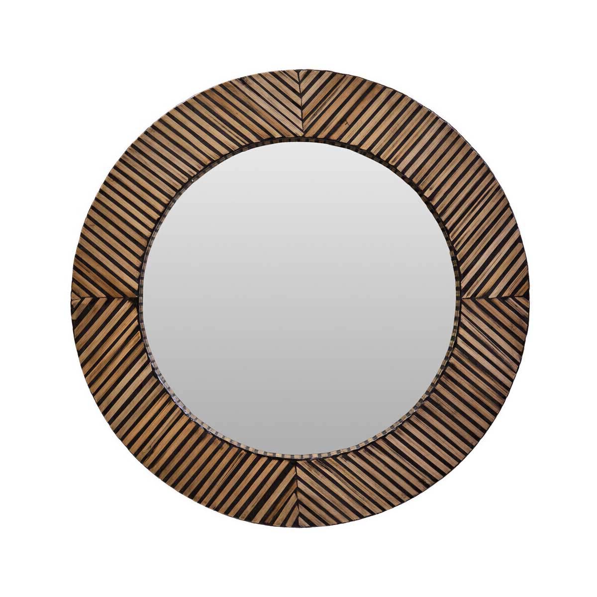 Bambusa Bamboo Inlay Round Wall Mirror