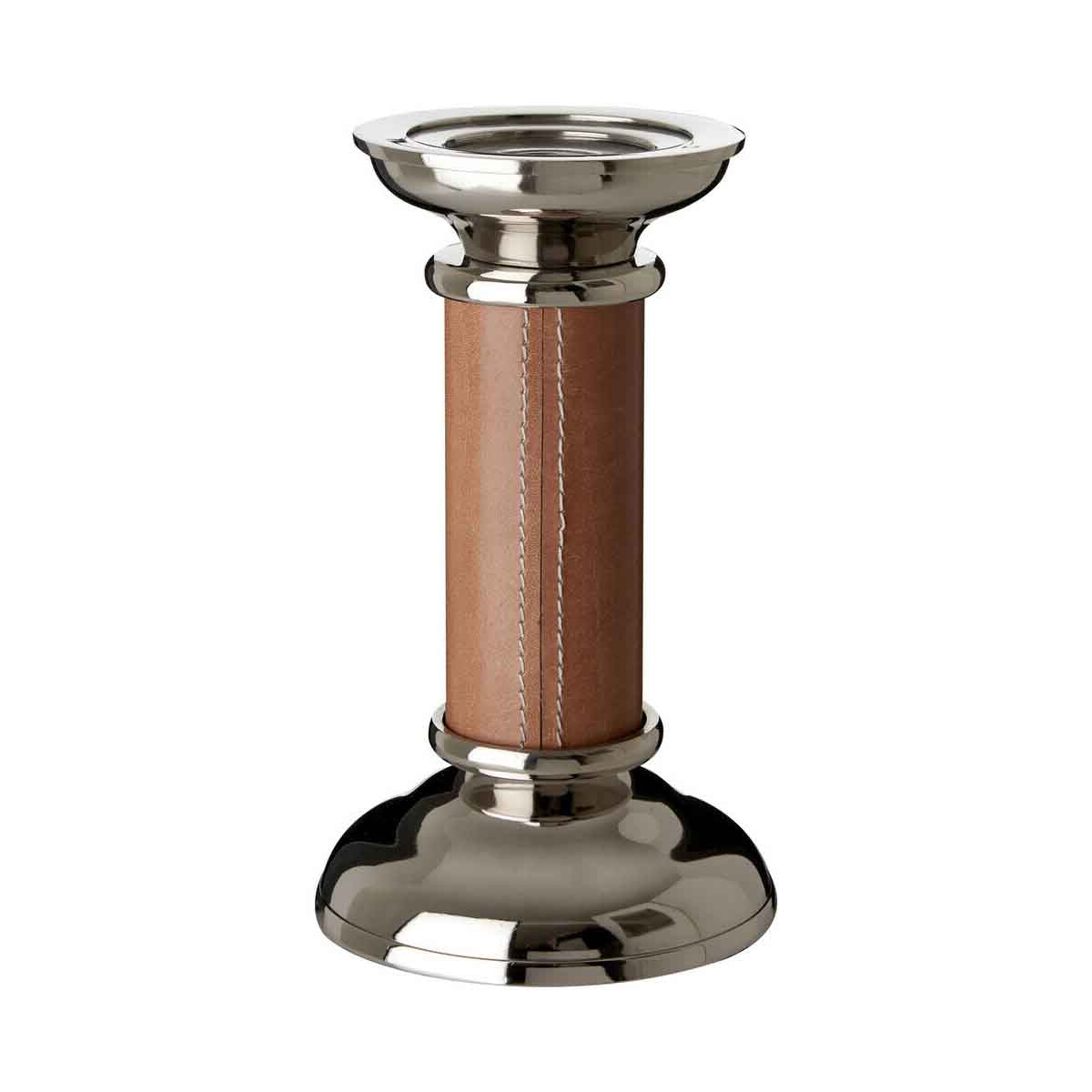 Churchill Genuine Tan Leather Small Candle Holder