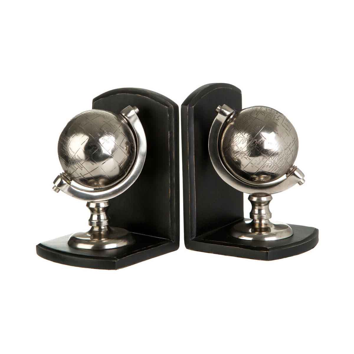 Kensington Townhouse Silver Globe Bookends