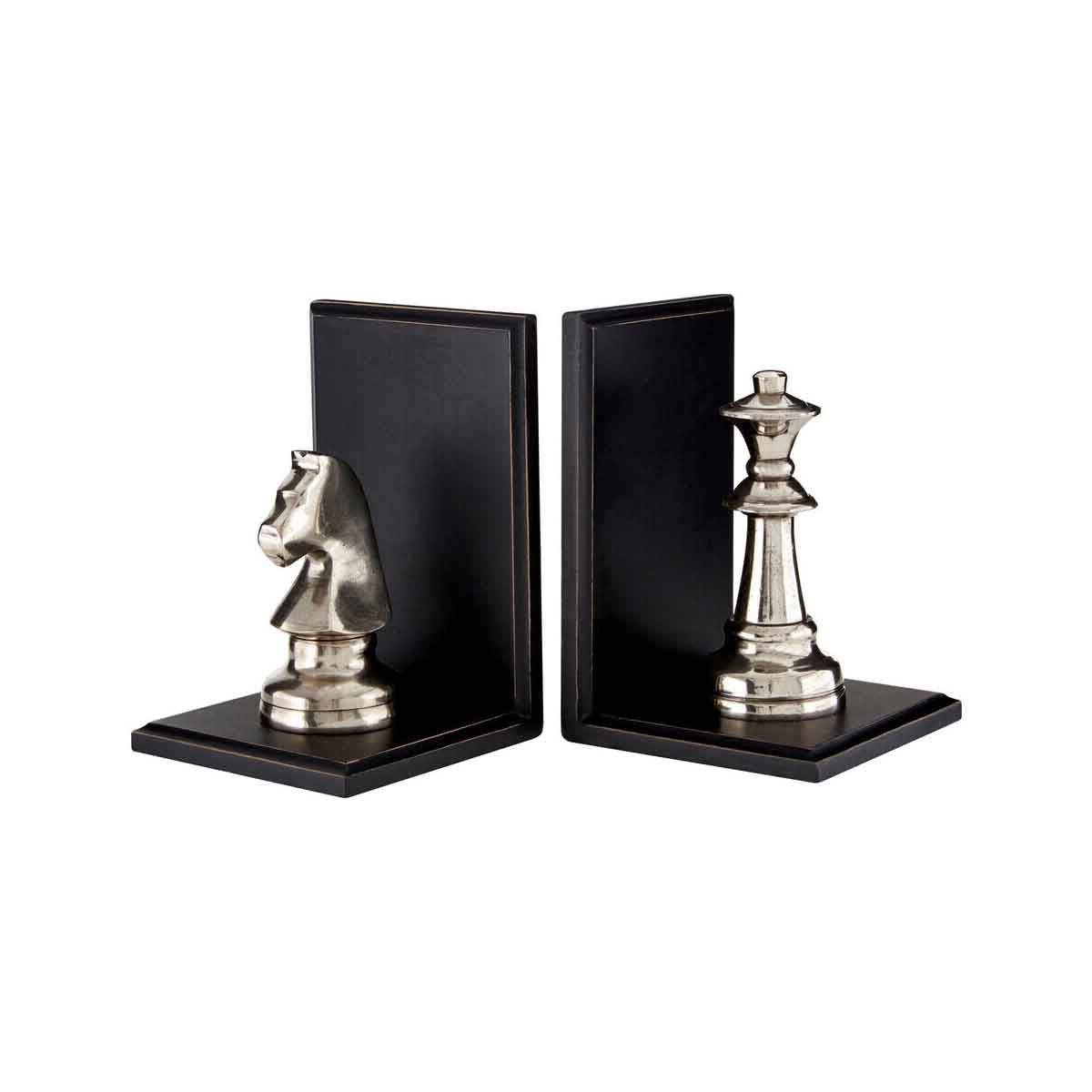 Kensington Townhouse Silver Chess Piece Bookends