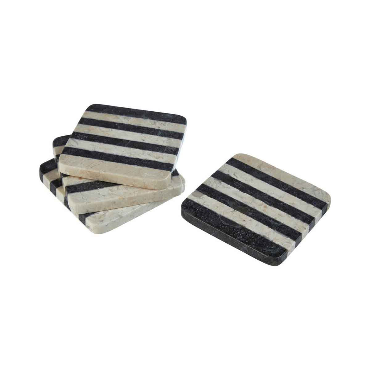 Sura Set Of 4 Cream and Black Marble Coasters
