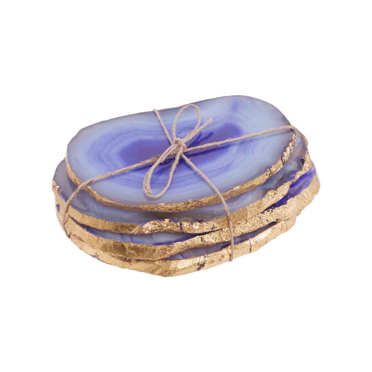 Bowerbird Agata Blue And Gold Coasters