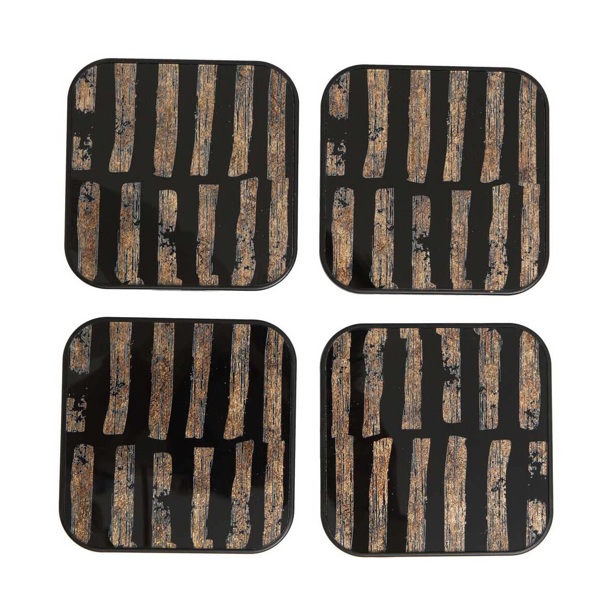 Celina Set Of Four Square Black and Gold Coasters