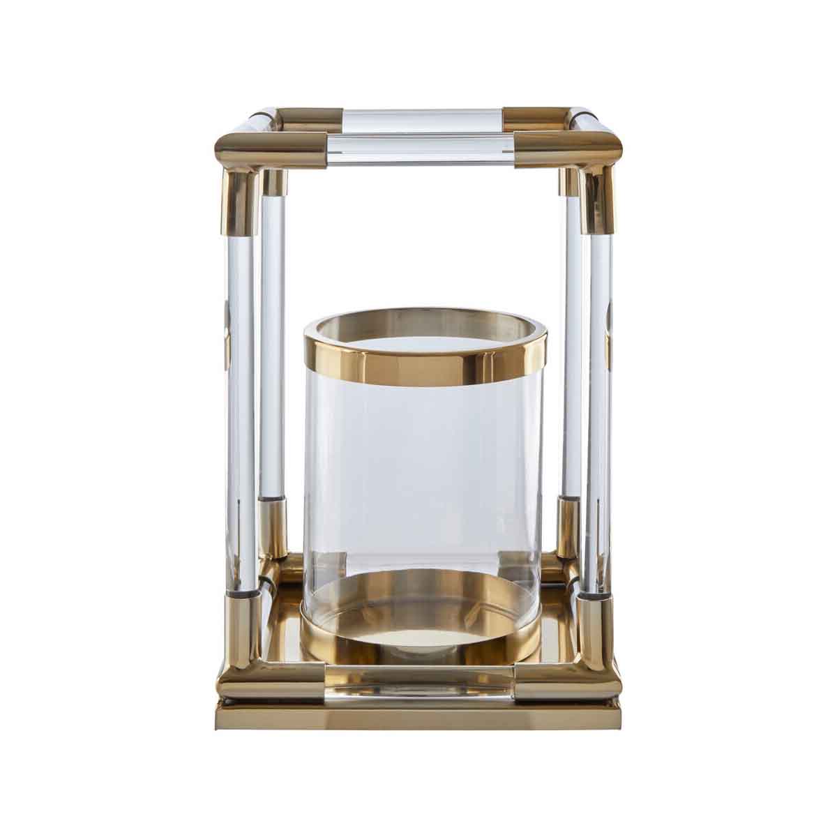 Lucita Small Candle Holder in Gold Finish and Acrylic