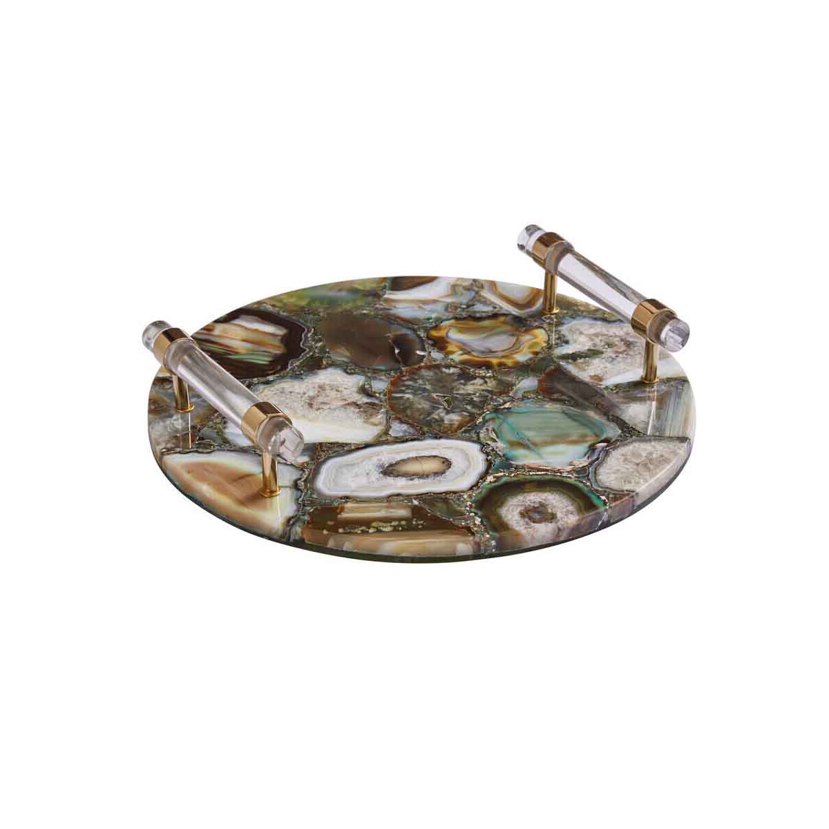 Bowerbird Green And Gold Agate Tray