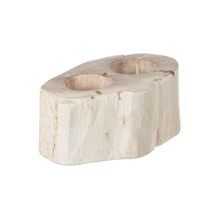 Relic Petrified Wood Double Candle Holder