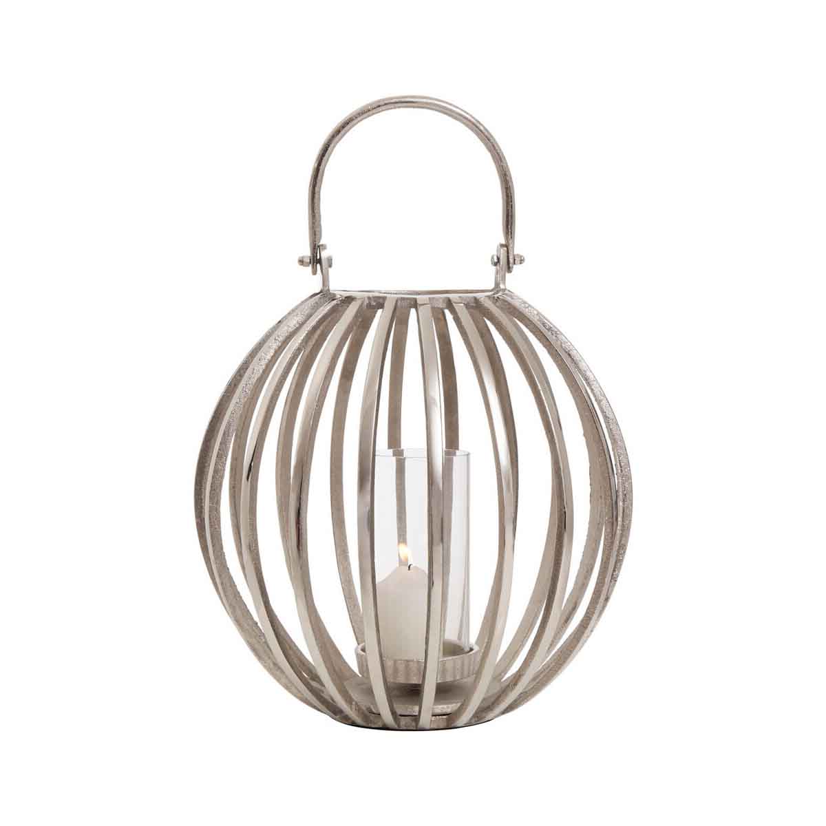Aura Large Silver Finish Lantern
