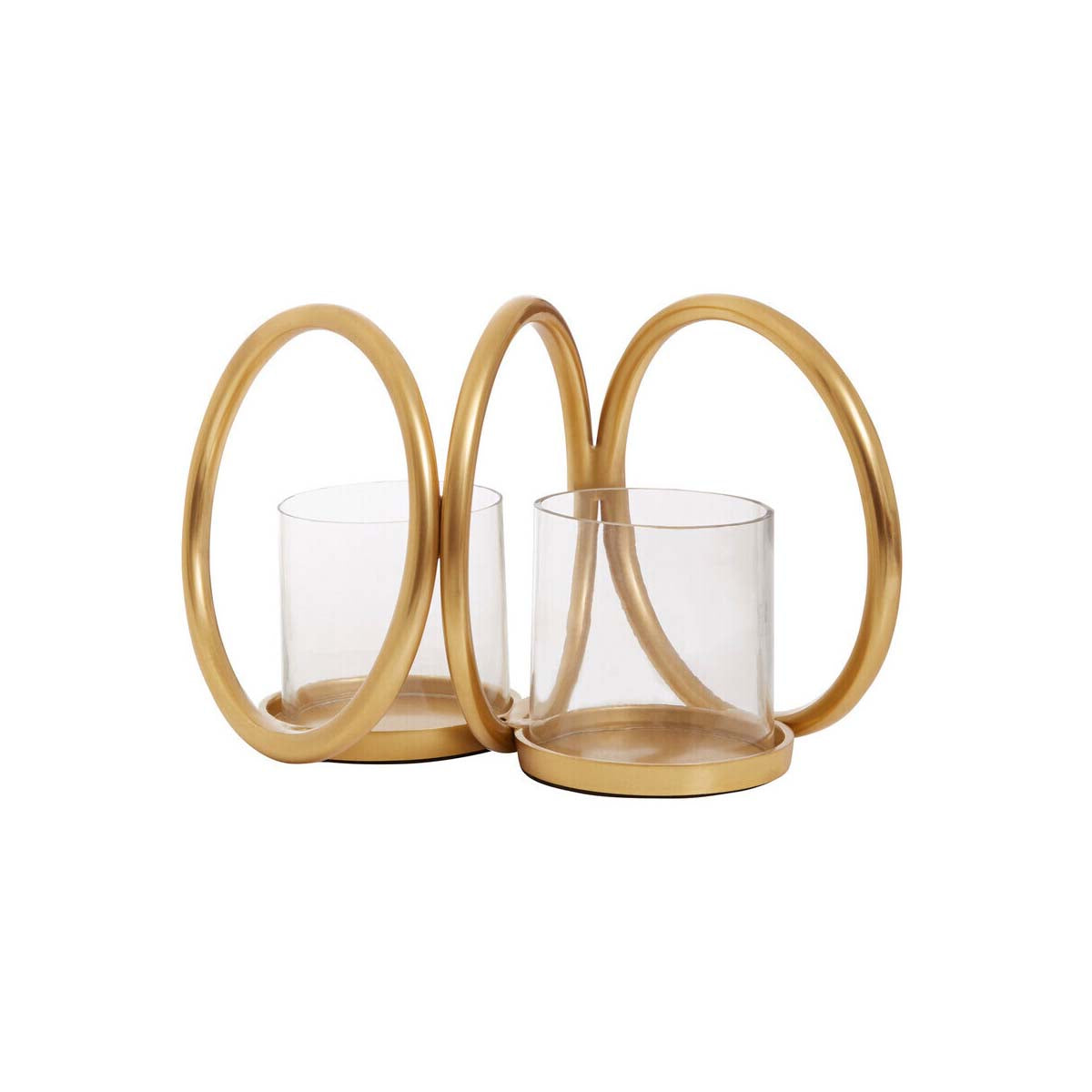 Aura Small Gold Finish Double Candle Holder.