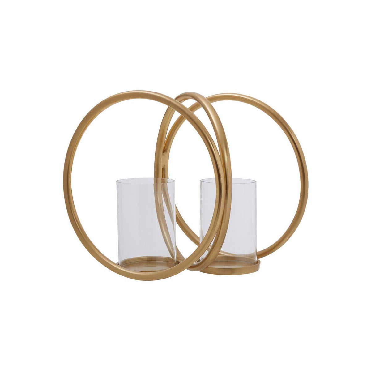Aura Medium Gold Finish Double Candle Holder
