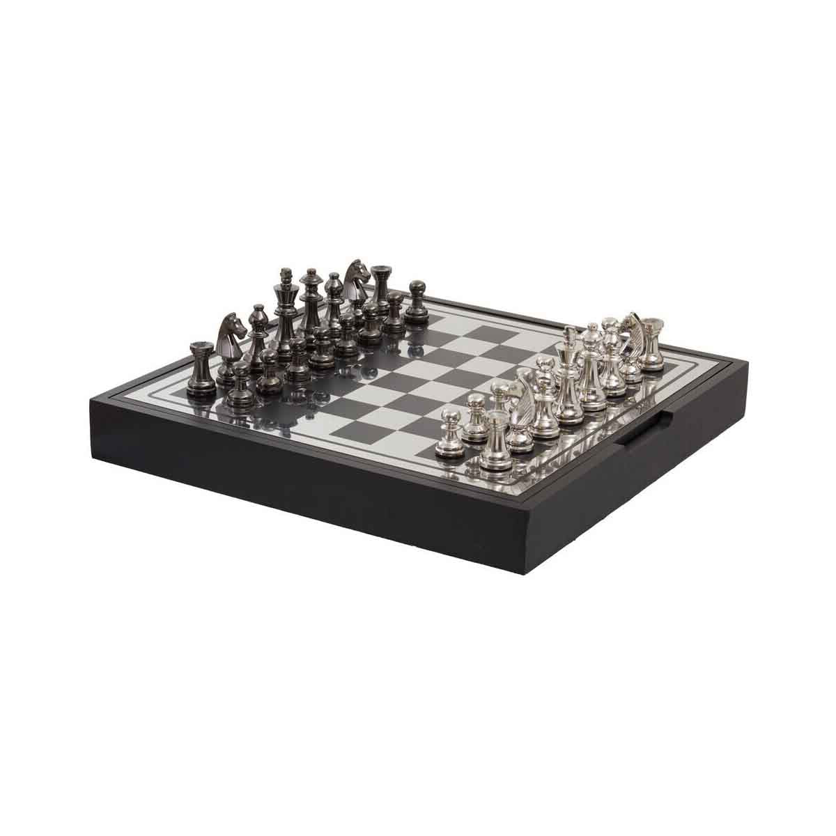 Churchill Games Black and Silver Chess Set