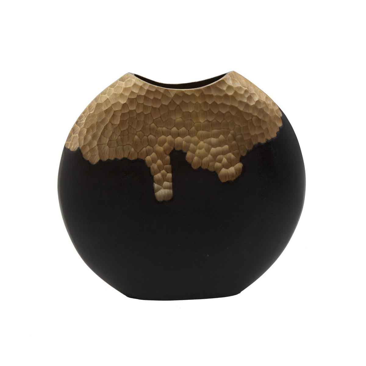 Daito Large Black and Gold Round Vase