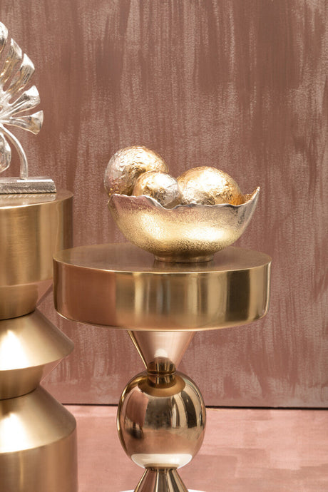 Dion Set Of Three Ombre Silver and Gold Finish Deco Balls
