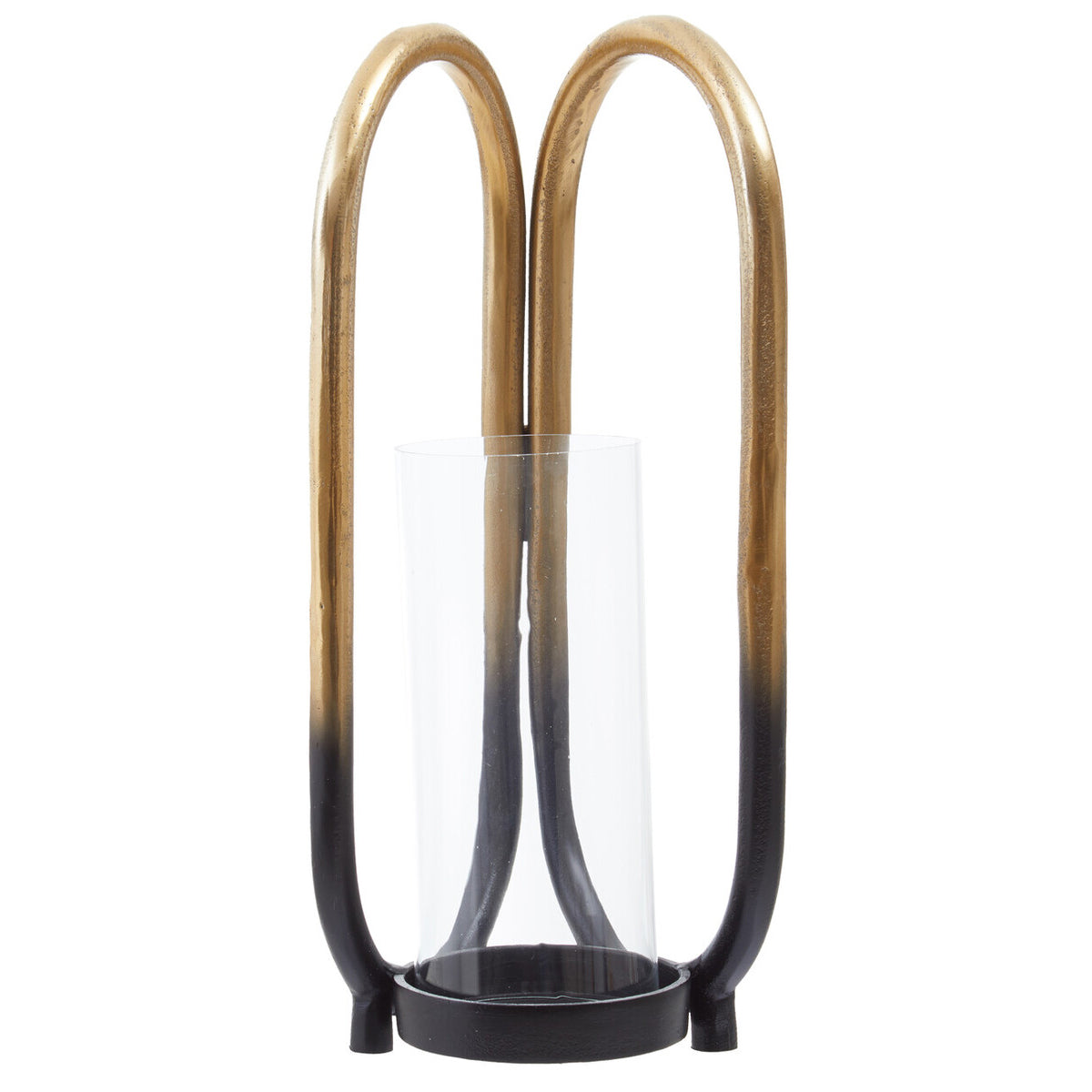 Deomali Large Ombre Black and Gold Finish Candle Holder