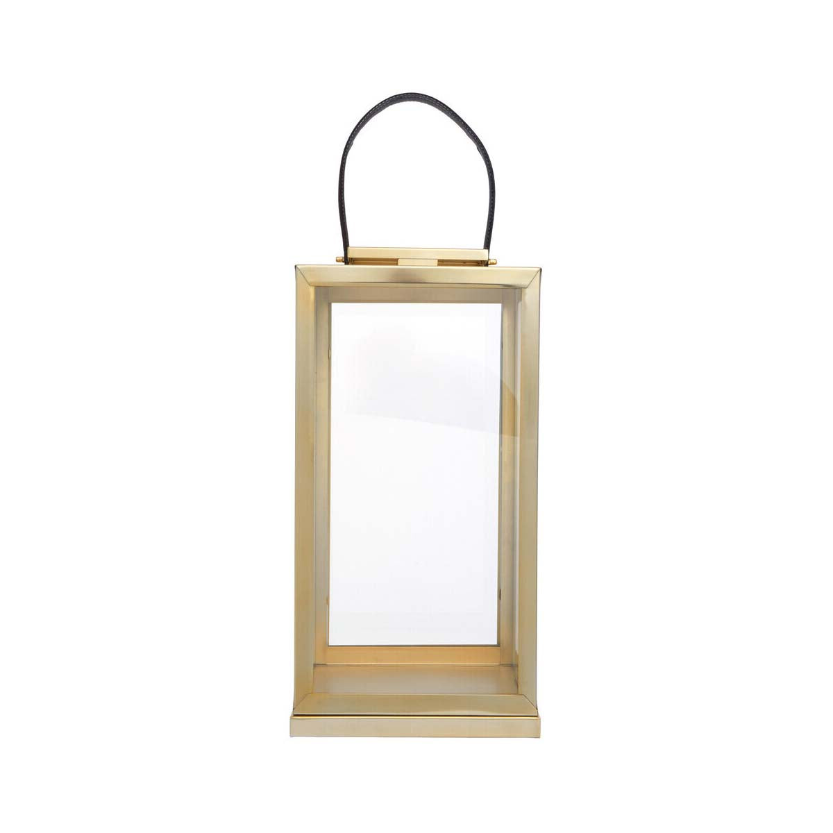 Herber Large Gold Steel With Hair On Leather Handle Lantern