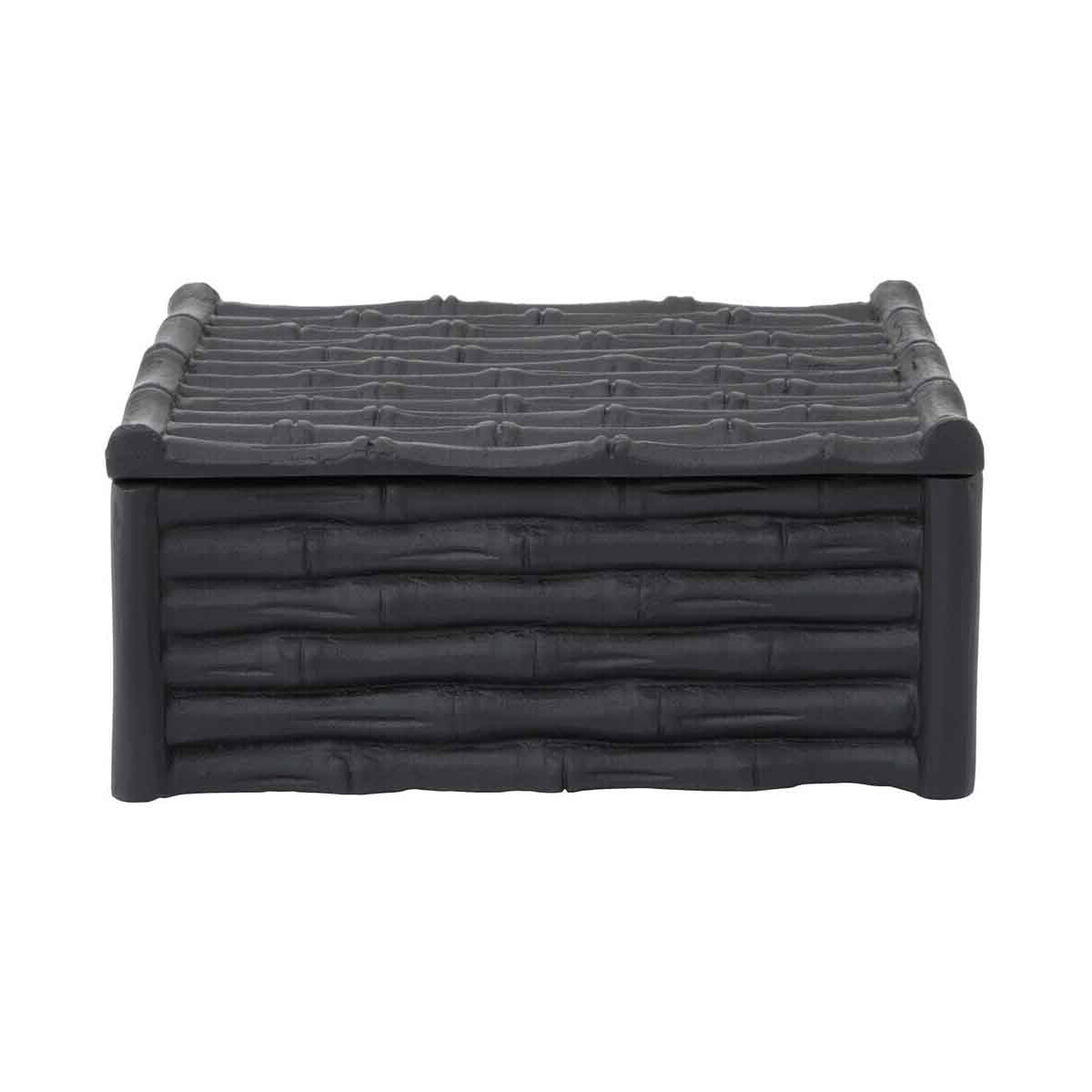 Hiba Large Black Finish Bamboo Effect Trinket Box