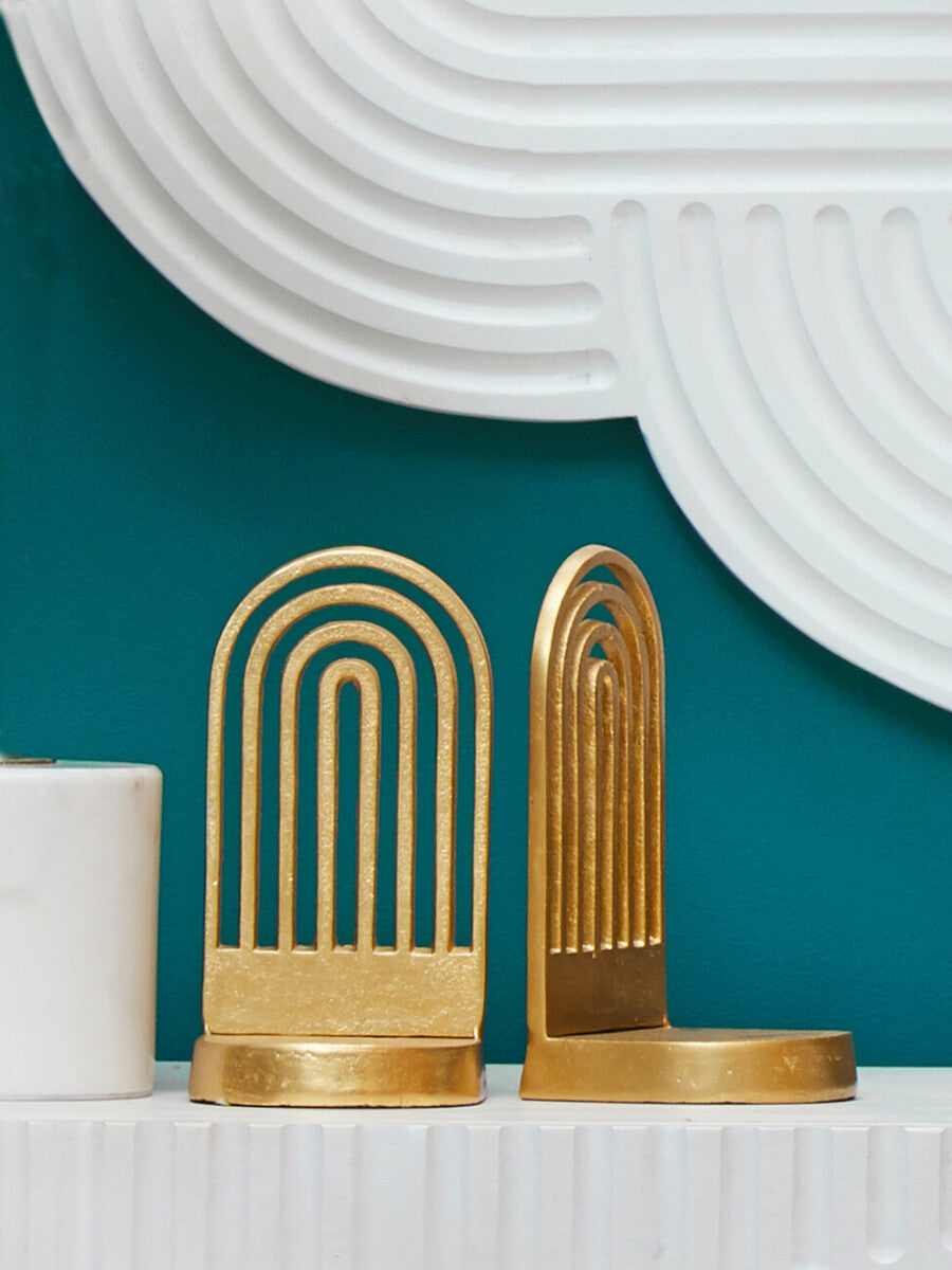 Rubi Set Of Two Gold Finish Arched Bookends