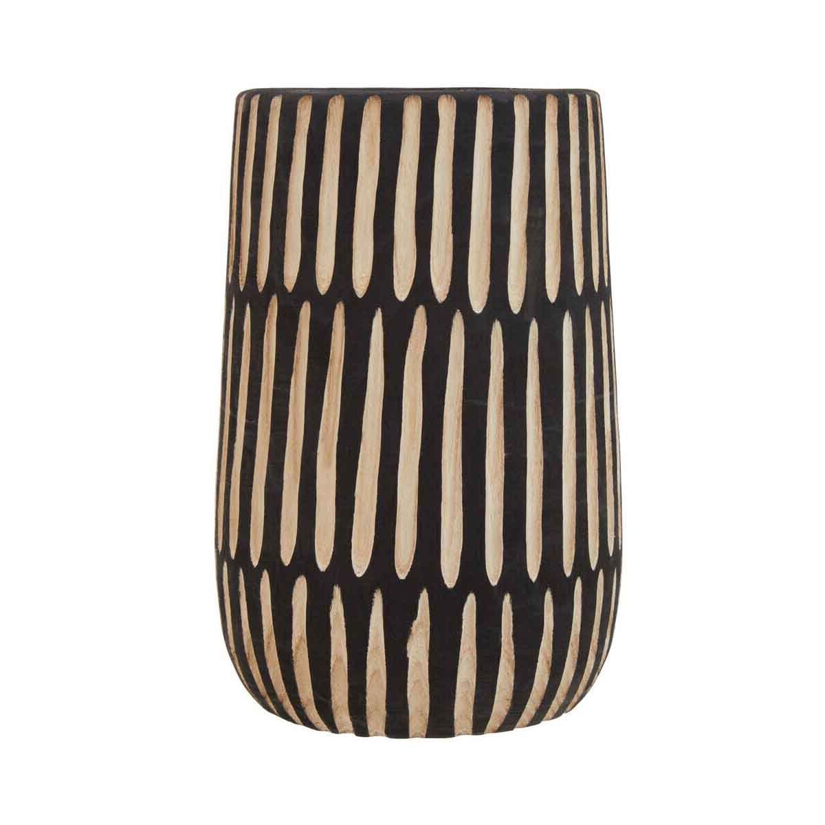 Arlo Large Natural And Black Wooden Vase