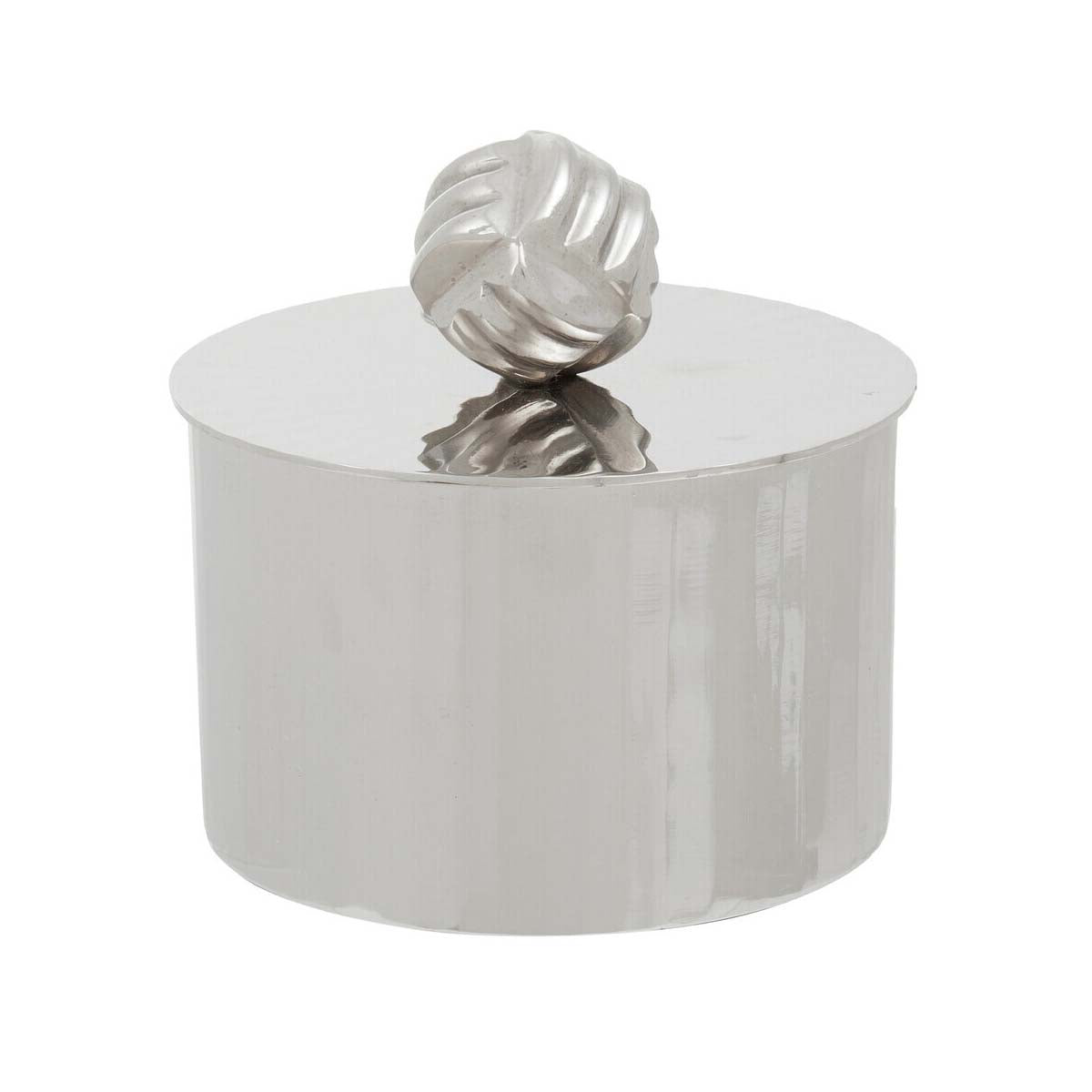 Amreli Small Vertical Textured Silver Metal Trinket Box