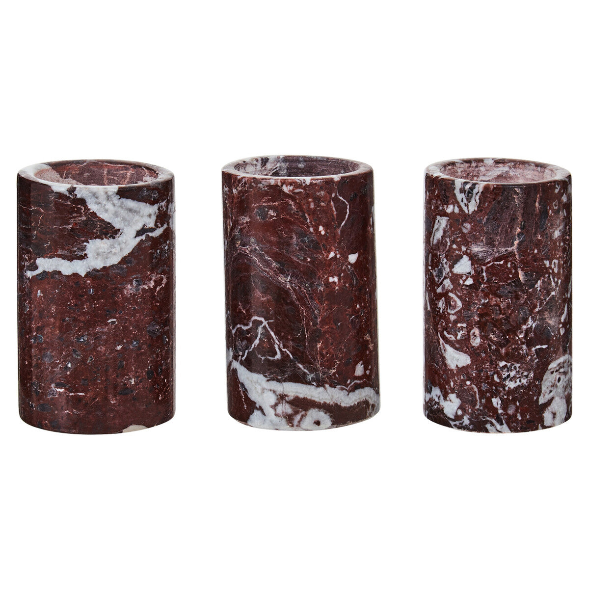 Salmo Set Of Three Red Marble Tealight Holders