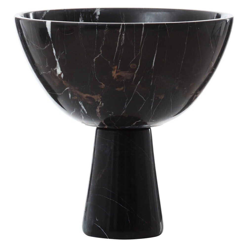 Salmo Large Black Marble Pedestal Bowl