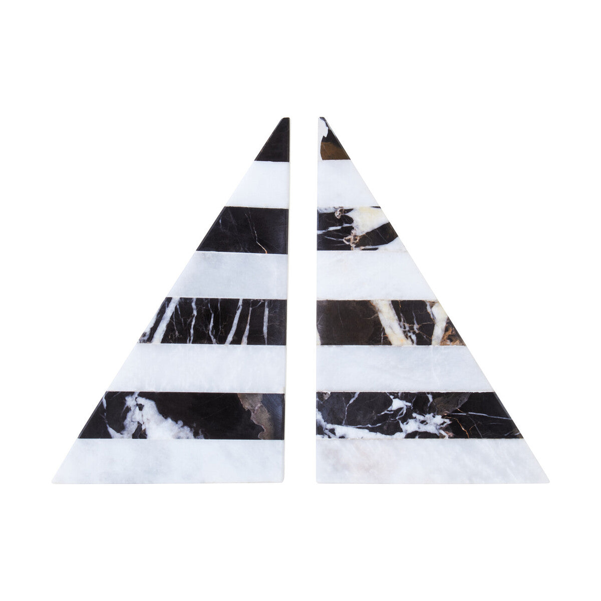 Soma Set of Two Black And White Striped Marble Bookends
