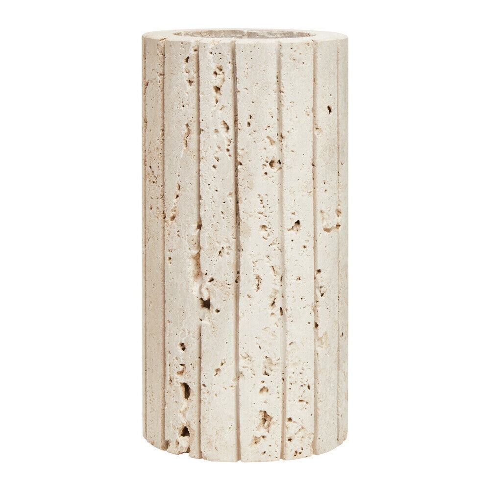 Tibor Travertine Ribbed Vase