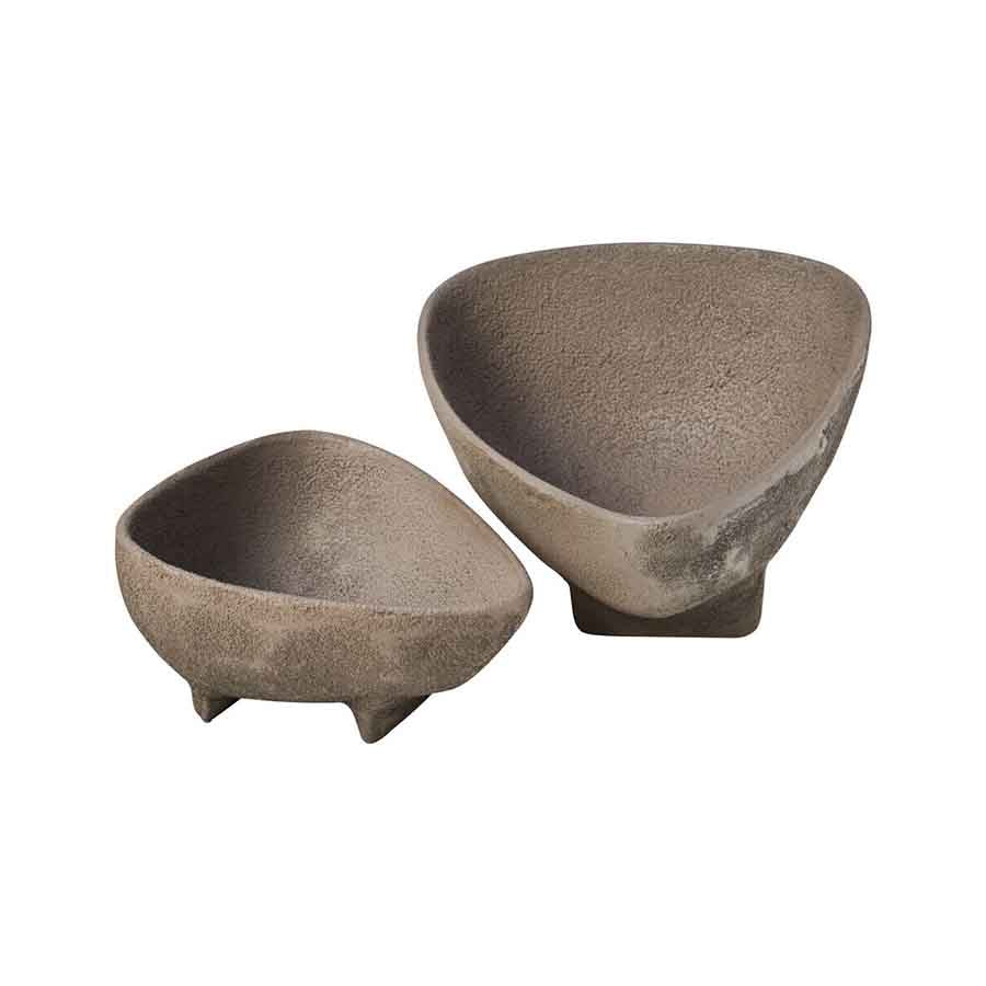 Deriva Set Of 2 Textured Grey Bowls