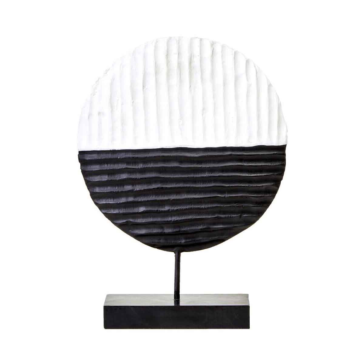 Fidel Black and White Mango Wood Round Sculpture