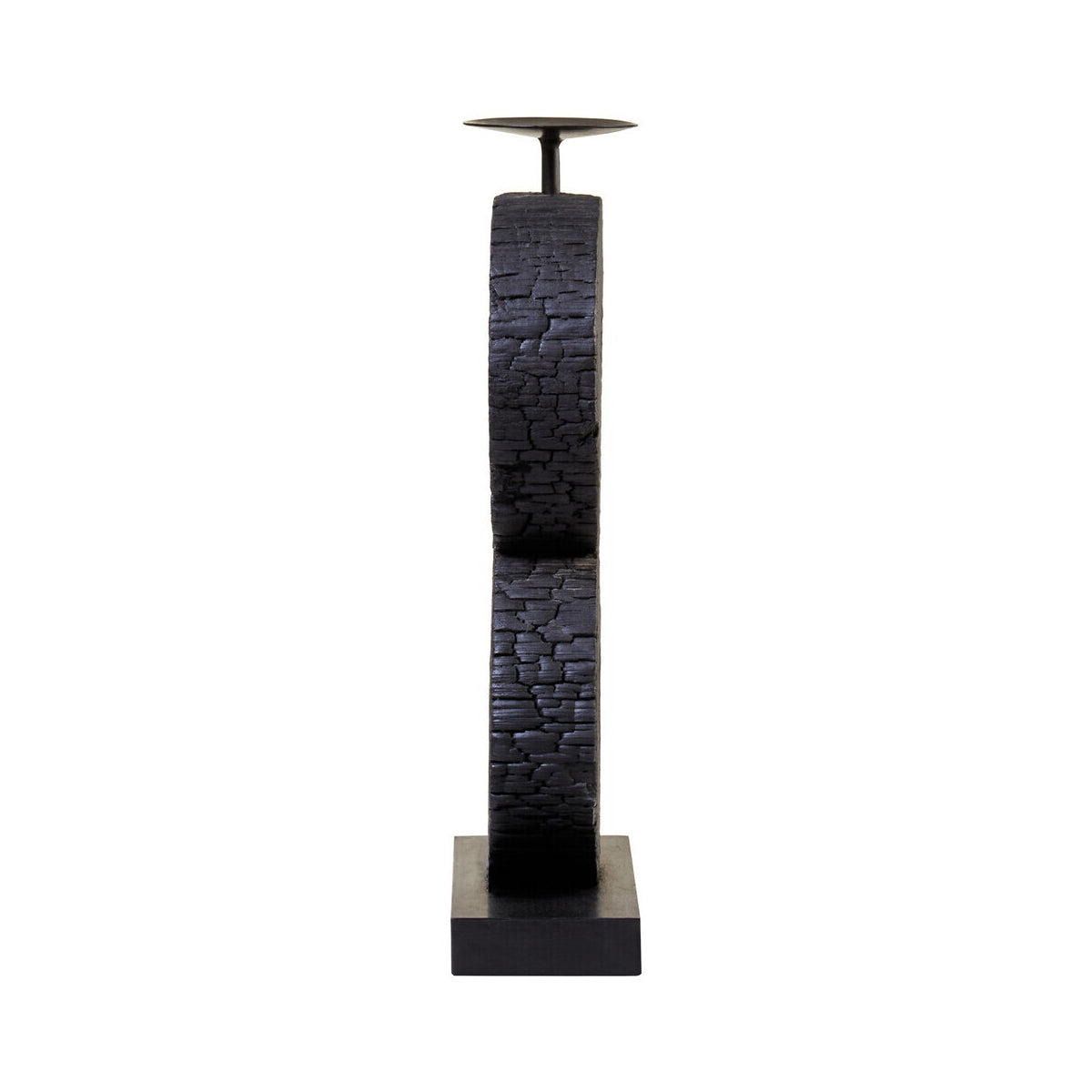 Fidel Large Charred Black Mango Wood Log Candle Holder