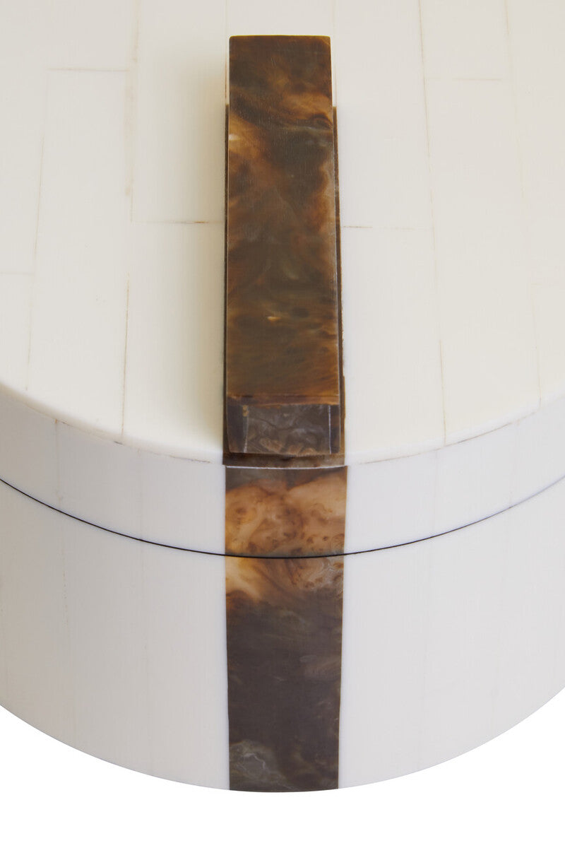 Decio Cream And Brown Small Round Box