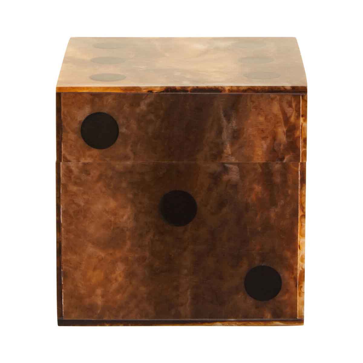 Churchill Games Brown and Black Finish Dice Box With Five Dice